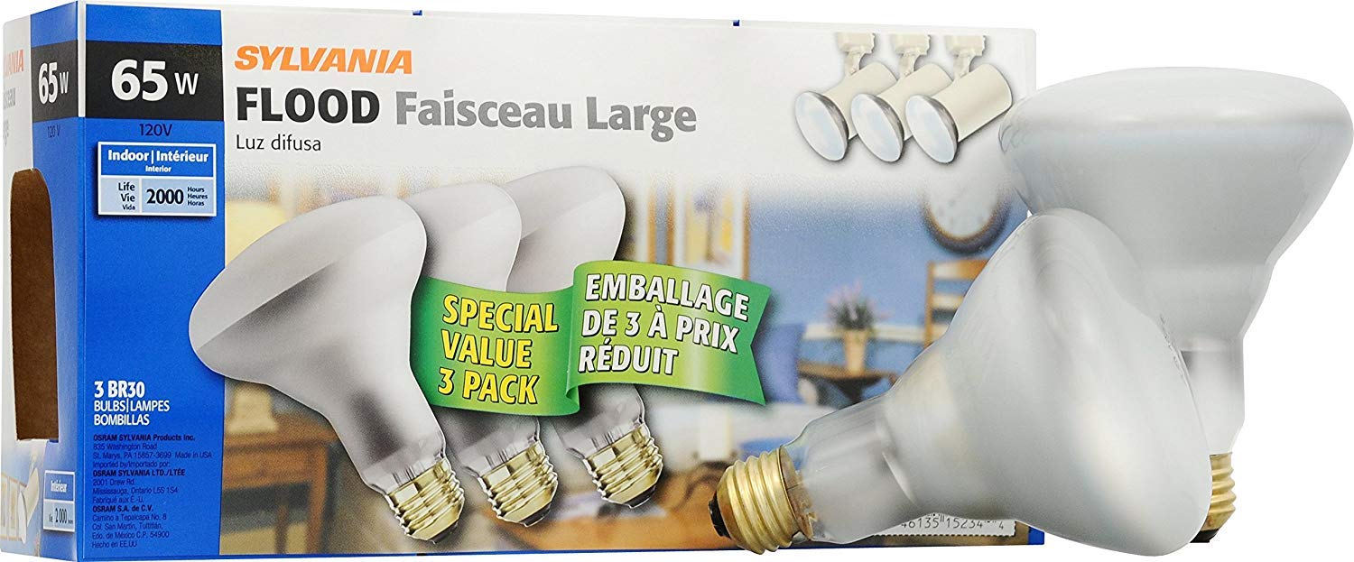 Sylvania BR30 indoor flood bulb provides bright, even light for kitchens and living spaces.
