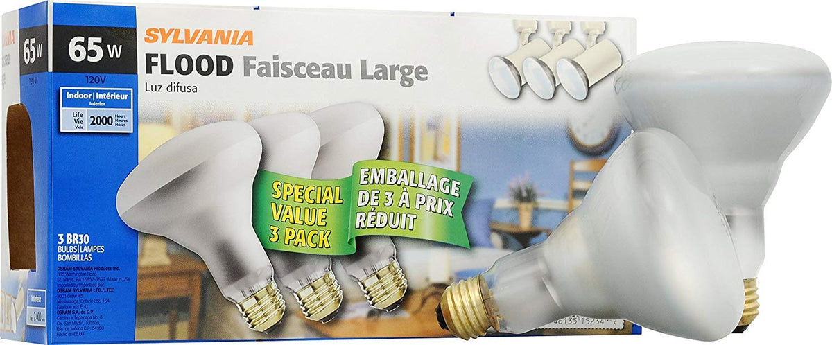 Sylvania BR30 indoor flood bulb provides bright, even light for kitchens and living spaces.