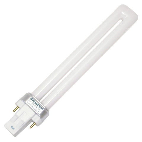 SYLVANIA Dulux 13W lamp delivering cool white light for energy-efficient indoor use.