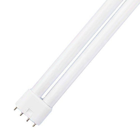 Sylvania Dulux L 40W 4-pin close-up of energy-efficient lamp base.