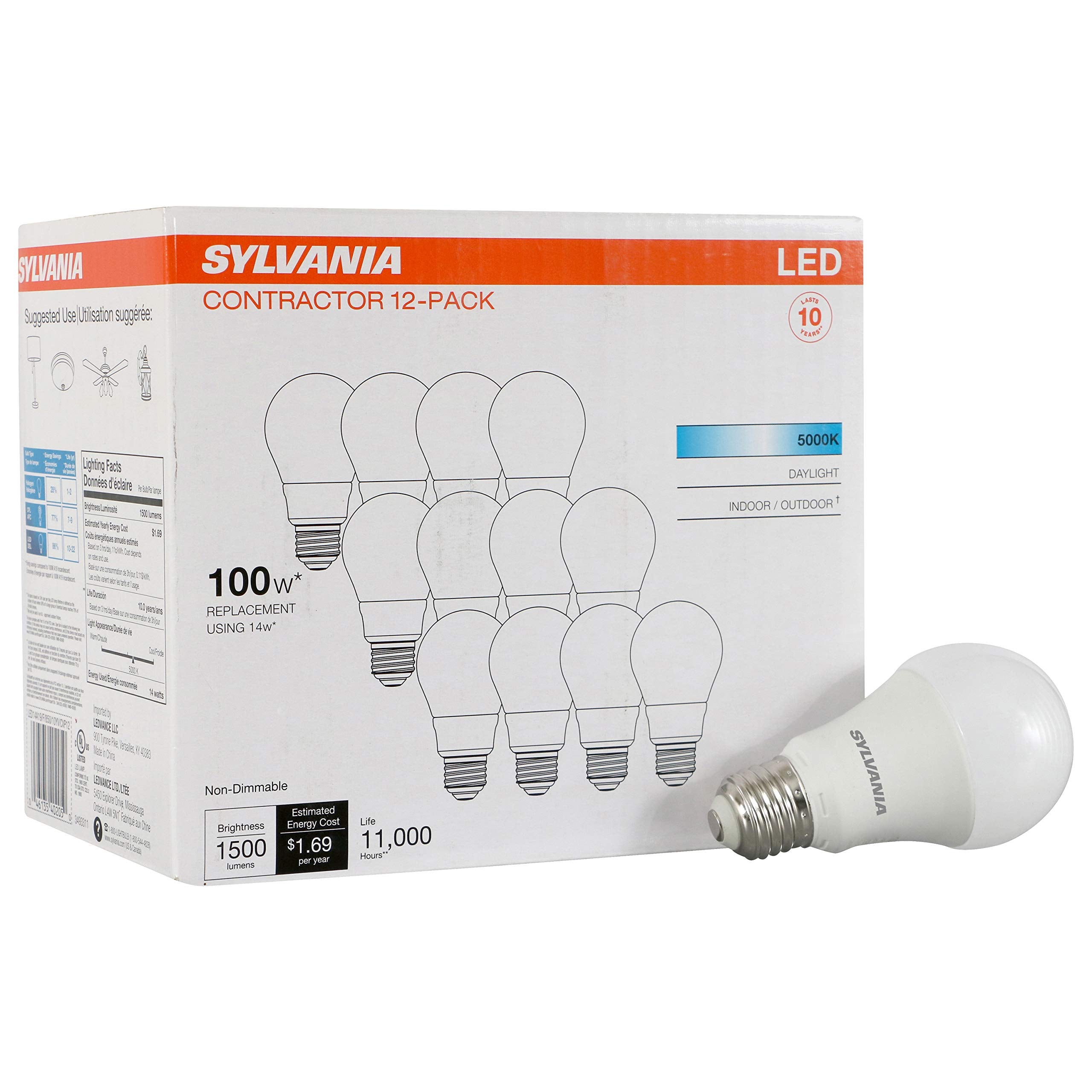 Sylvania A19 frosted daylight bulb for kitchens and task lighting
