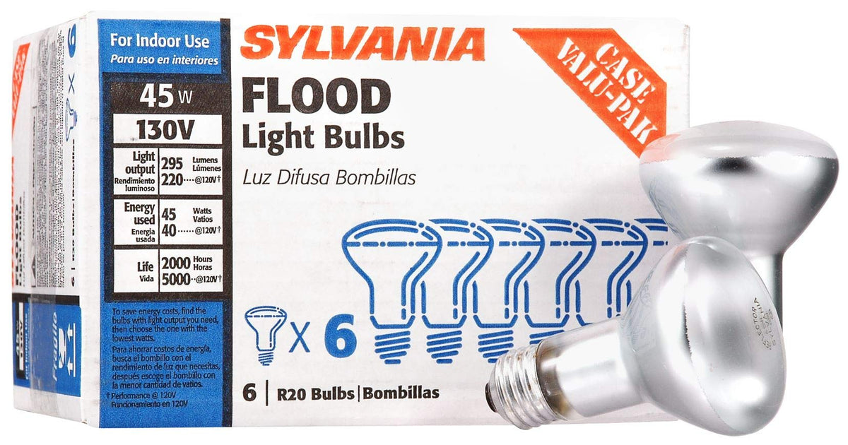 LEDVANCE Sylvania R20 flood bulbs six-pack front packaging for versatile lighting