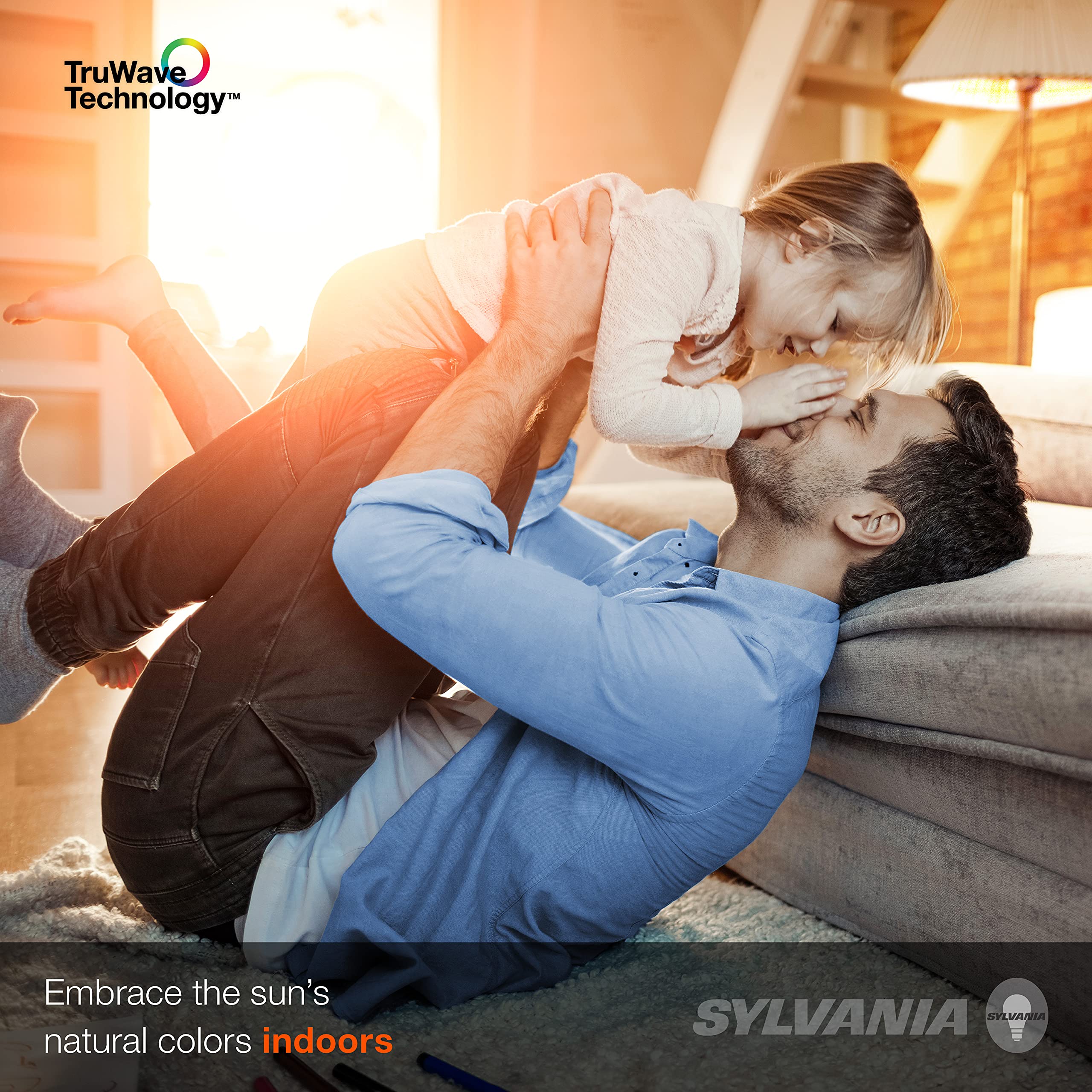 Sylvania TruWave bulb in lamp, ideal for reading with gentle eye-friendly light