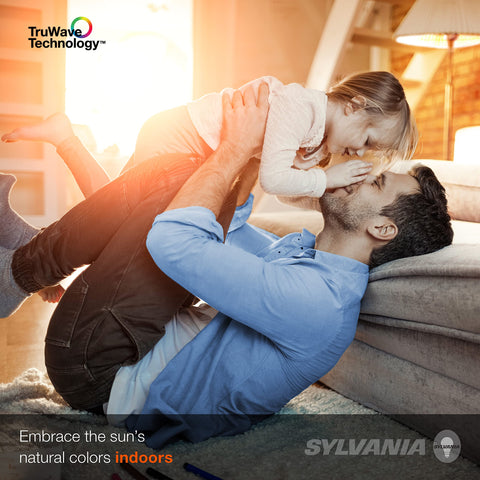 Sylvania TruWave bulb in lamp, ideal for reading with gentle eye-friendly light