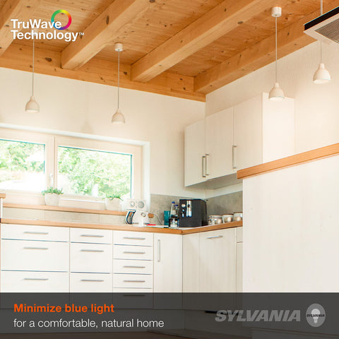 Sylvania TruWave soft white 2700K in cozy family room setting