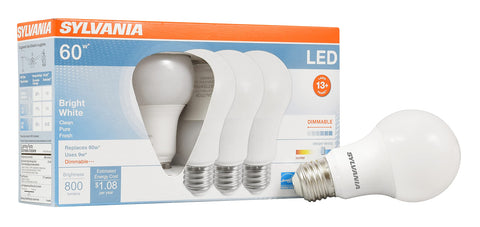 Sylvania Ultra LED A19 60W-equivalent bulb in a four-pack for energy-efficient lighting
