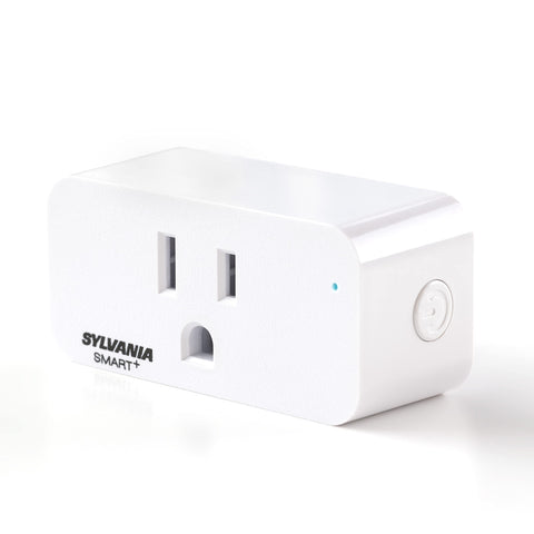 LEDVANCE Sylvania WiFi Smart Plug in-use with voice control via Alexa and Google Assistant.