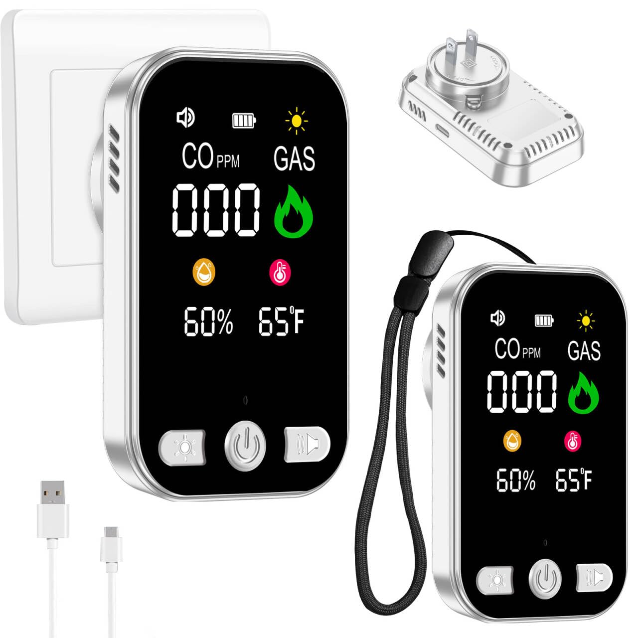 Sylzy 2-pack CO detectors with natural gas alarm provide early home warnings for safety.