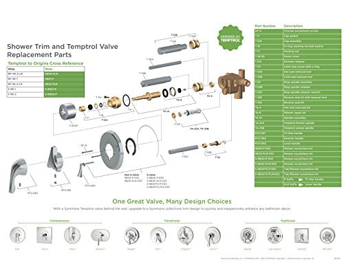 Symmons TA-10 Temptrol spindle assembly, side view, compatible replacement for Temptrol valves.