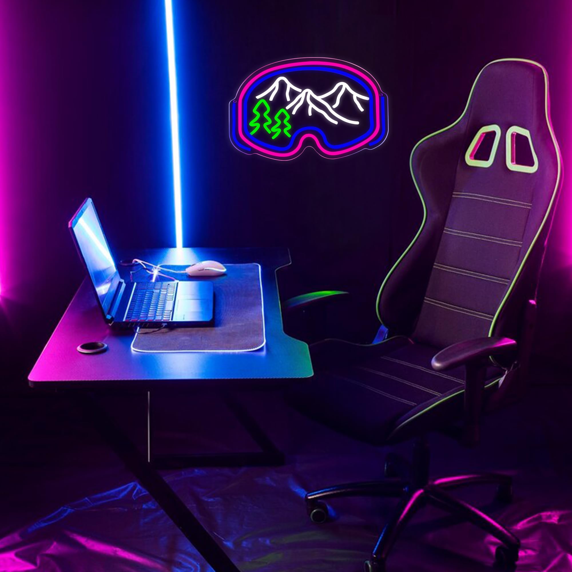 Symone ski goggles neon sign USB powered for easy placement anywhere