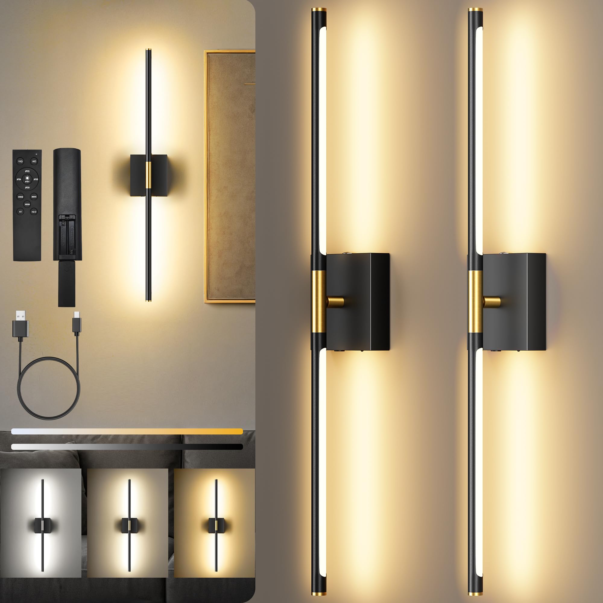 SyncGlow battery operated wall sconce on wall provides cordless lighting for bedrooms and living spaces