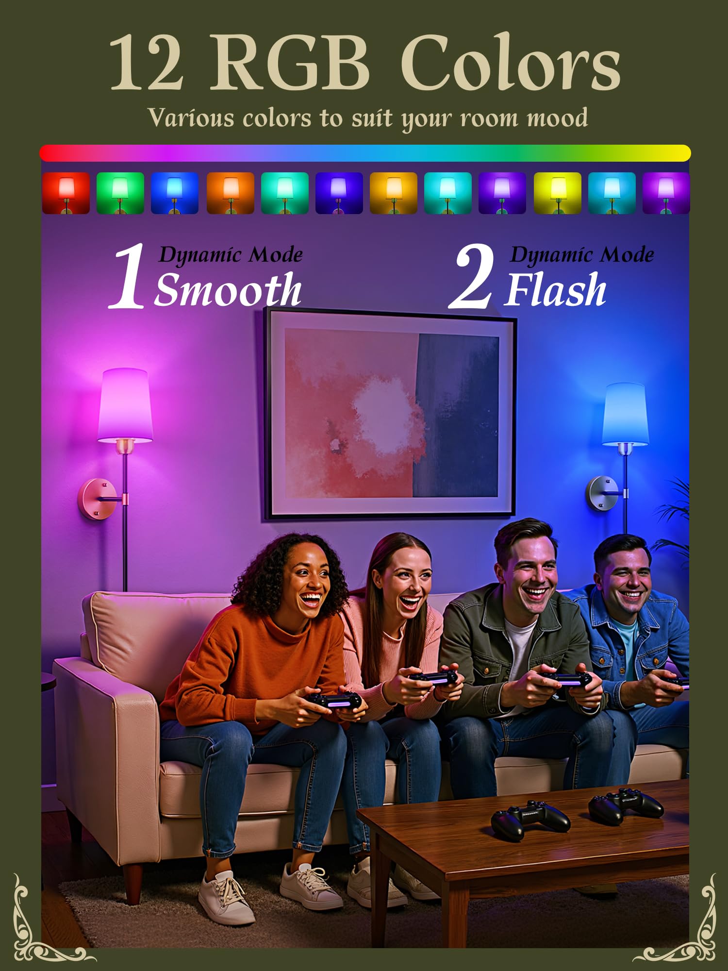 Dimmable lighting with memory function to restore last settings.
