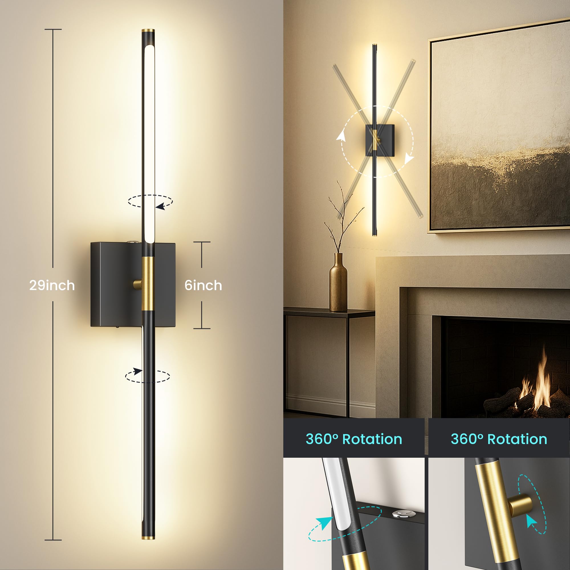 SyncGlow adjustable bracket angle allows precise light direction for artwork or seating areas