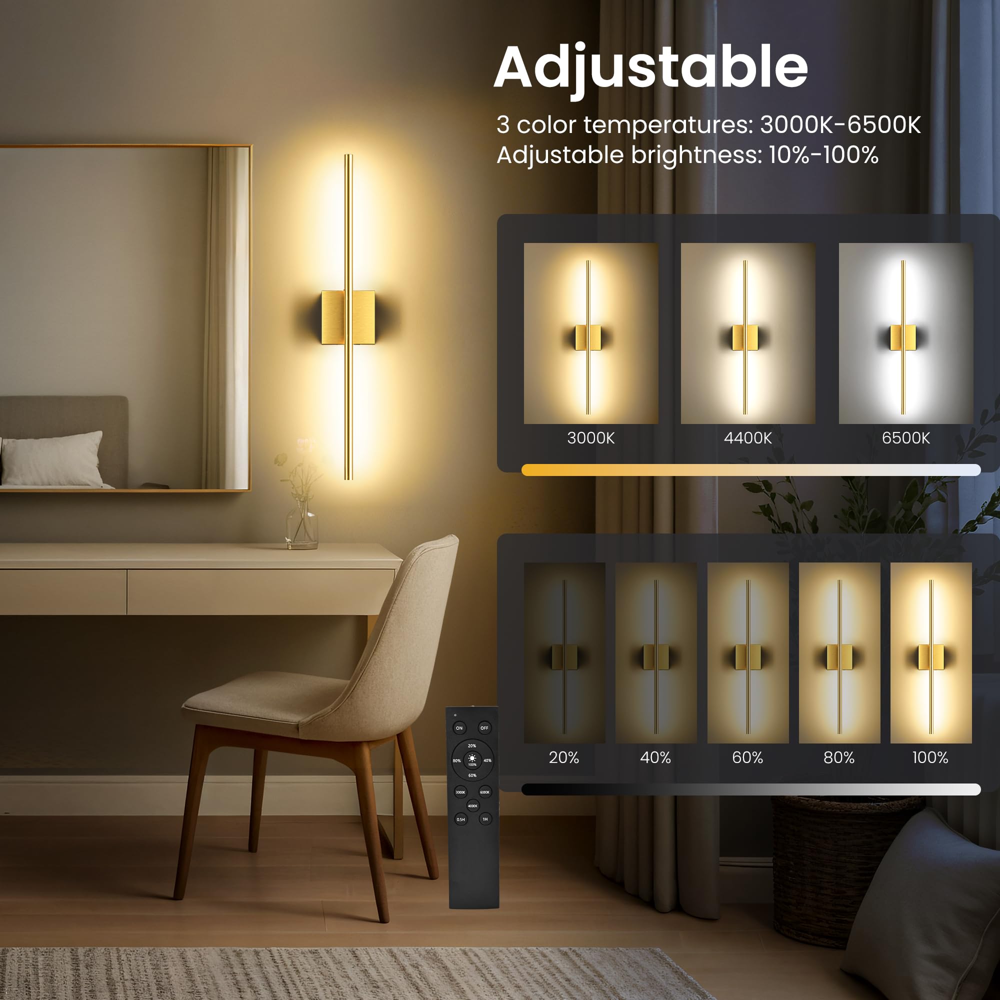 SyncGlow wall-sconce-dimming-5-levels lets you tailor brightness