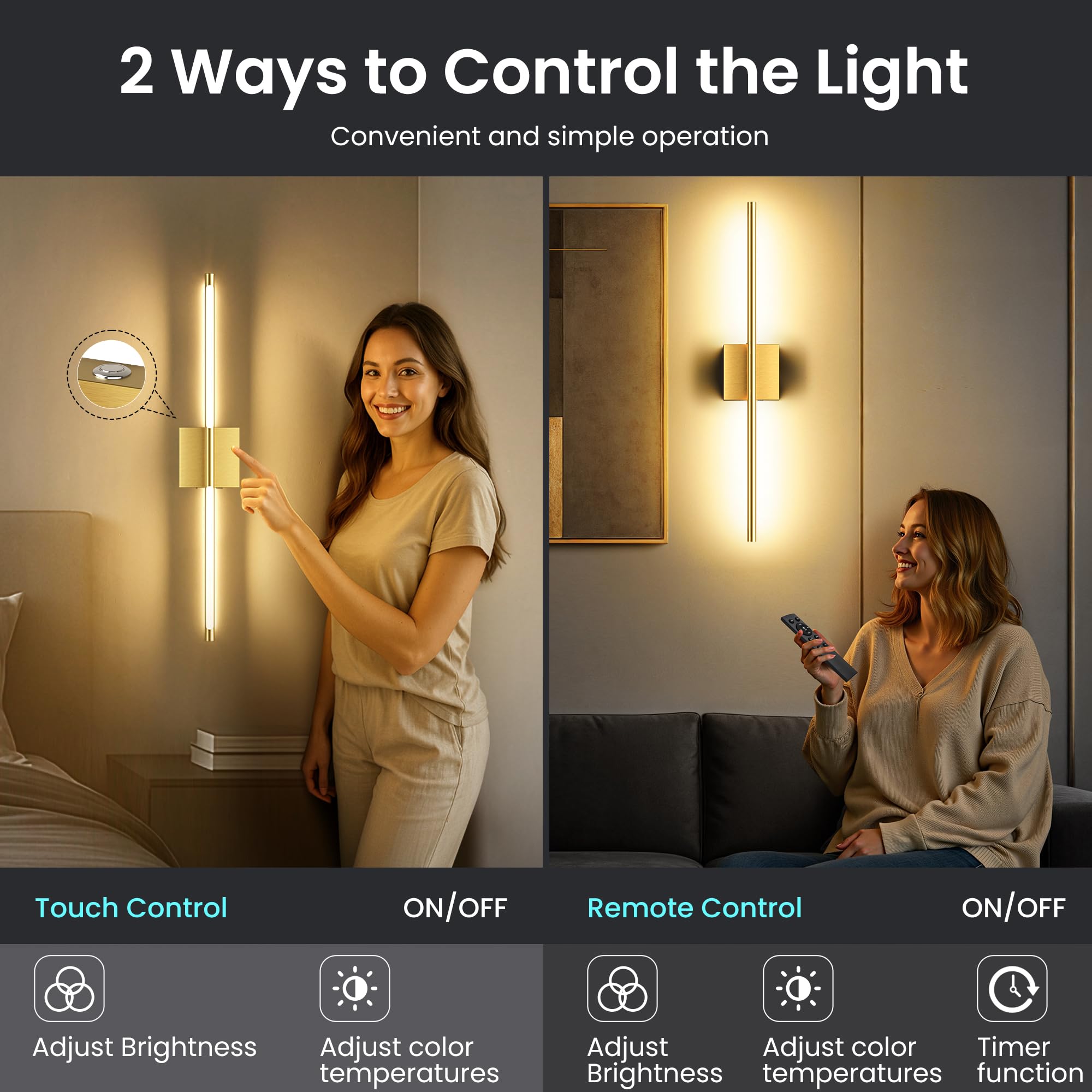 SyncGlow wall-sconce-timer-function enables convenient on-demand lighting