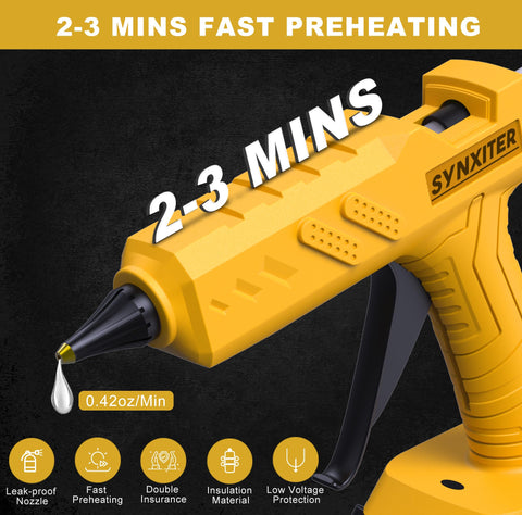 Synxiter cordless gun features a durable metal nozzle to minimize leaks during use.