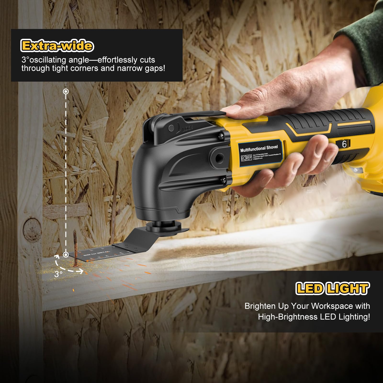 Synxiter auxiliary handle for comfortable, controlled operation.