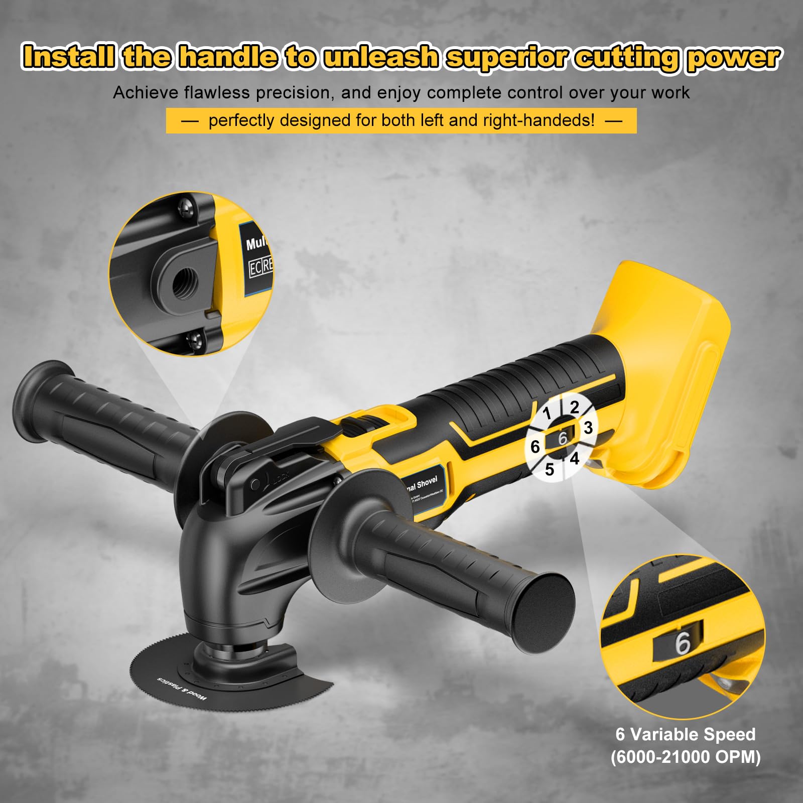 Synxiter brushless motor oscillating tool for efficient, long-lasting power.