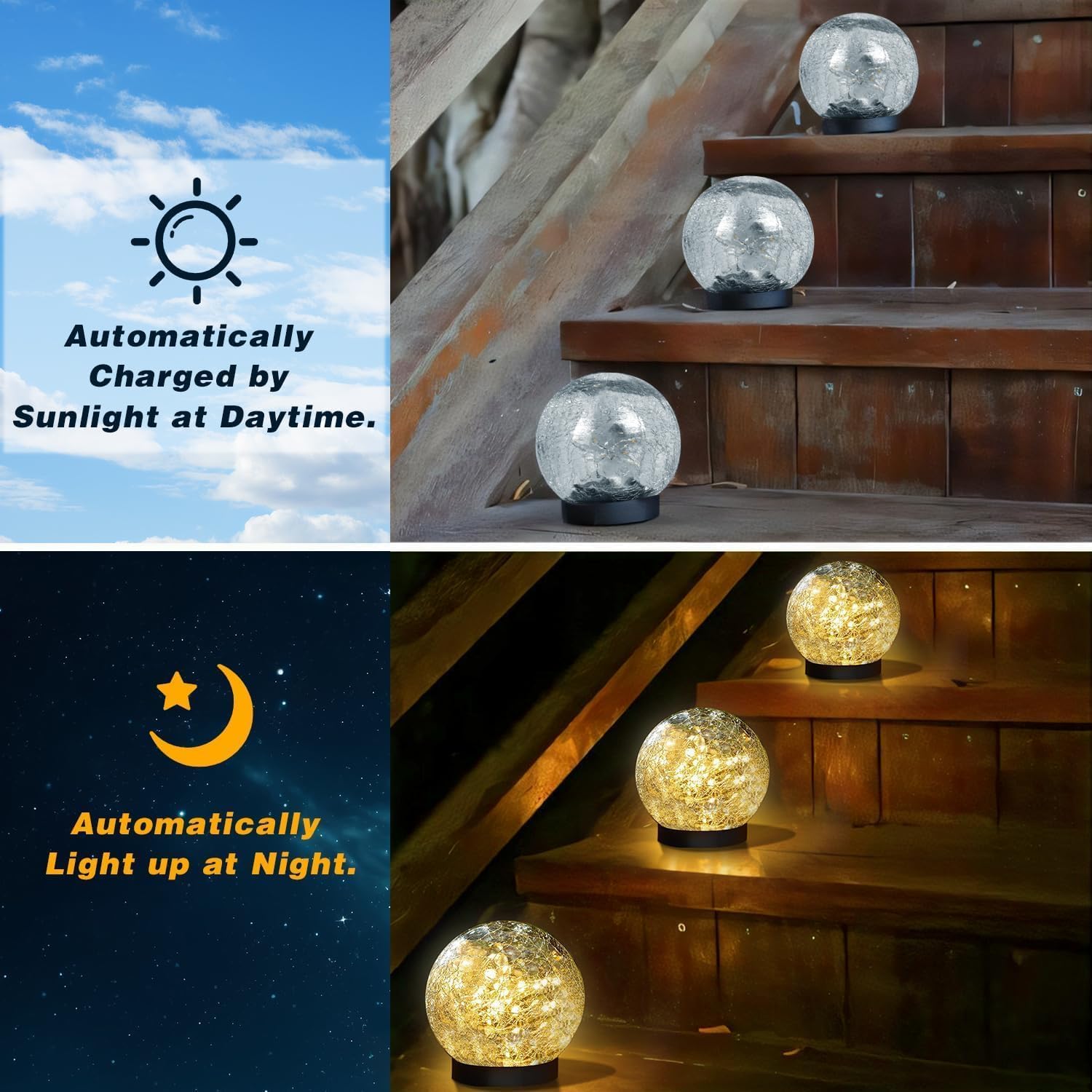 SyouHome solar globe with 30 warm-white LEDs for bright garden decor