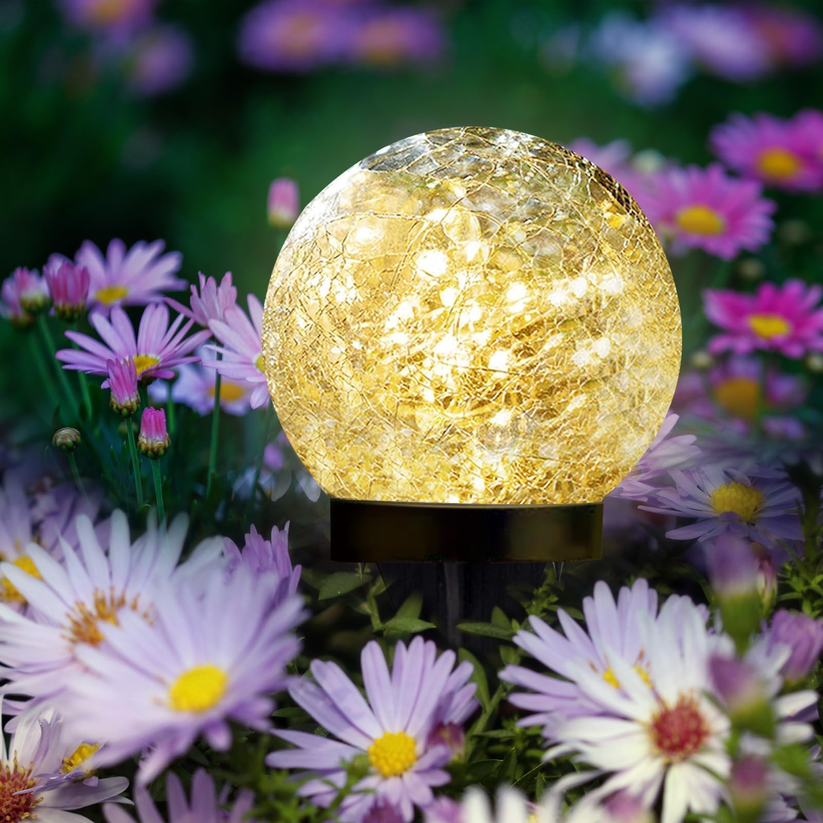 SyouHome solar globe thick crackle glass construction adds ambiance