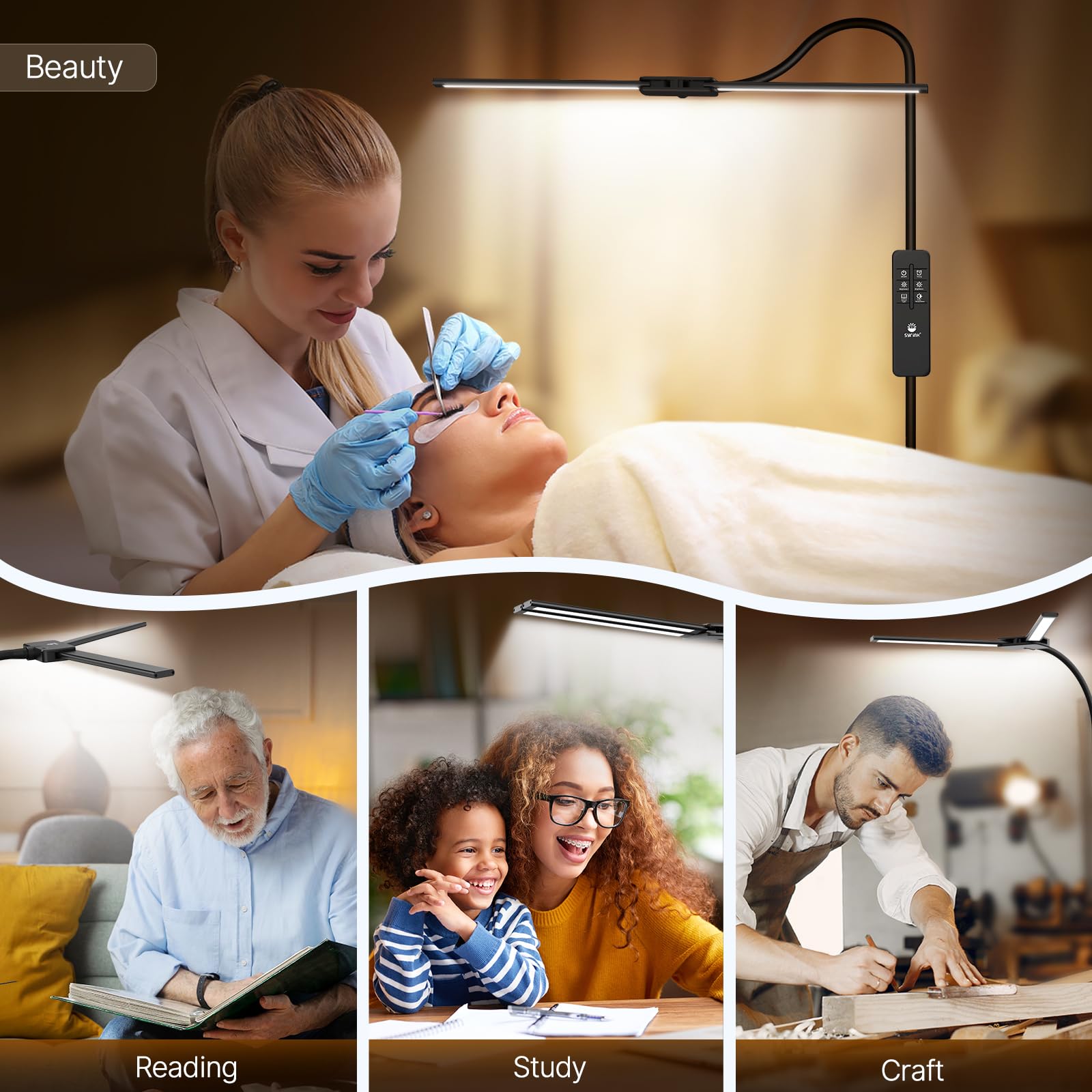 Syrinx LED Floor Lamp 180 degree swing arms to target light precisely