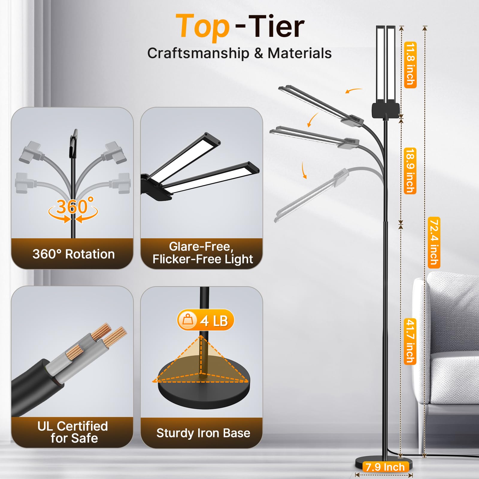 Syrinx LED Floor Lamp color temperature and dimming options for personalized ambiance