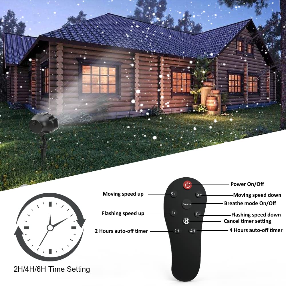 Syslux snowfall projector lights for Halloween display with gentle snow