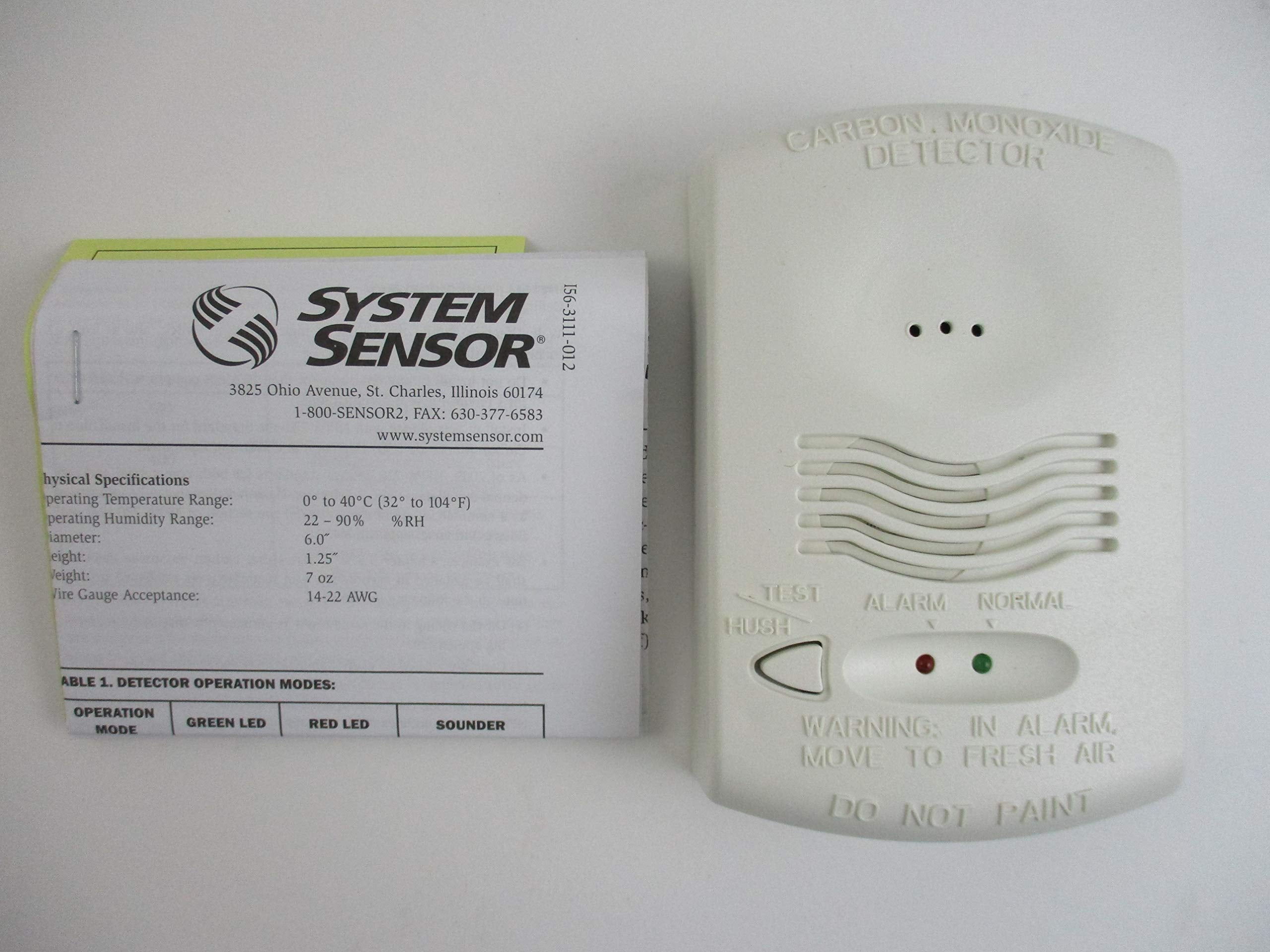System Sensor CO1224T ceiling-mount detector offering discreet, continuous CO monitoring