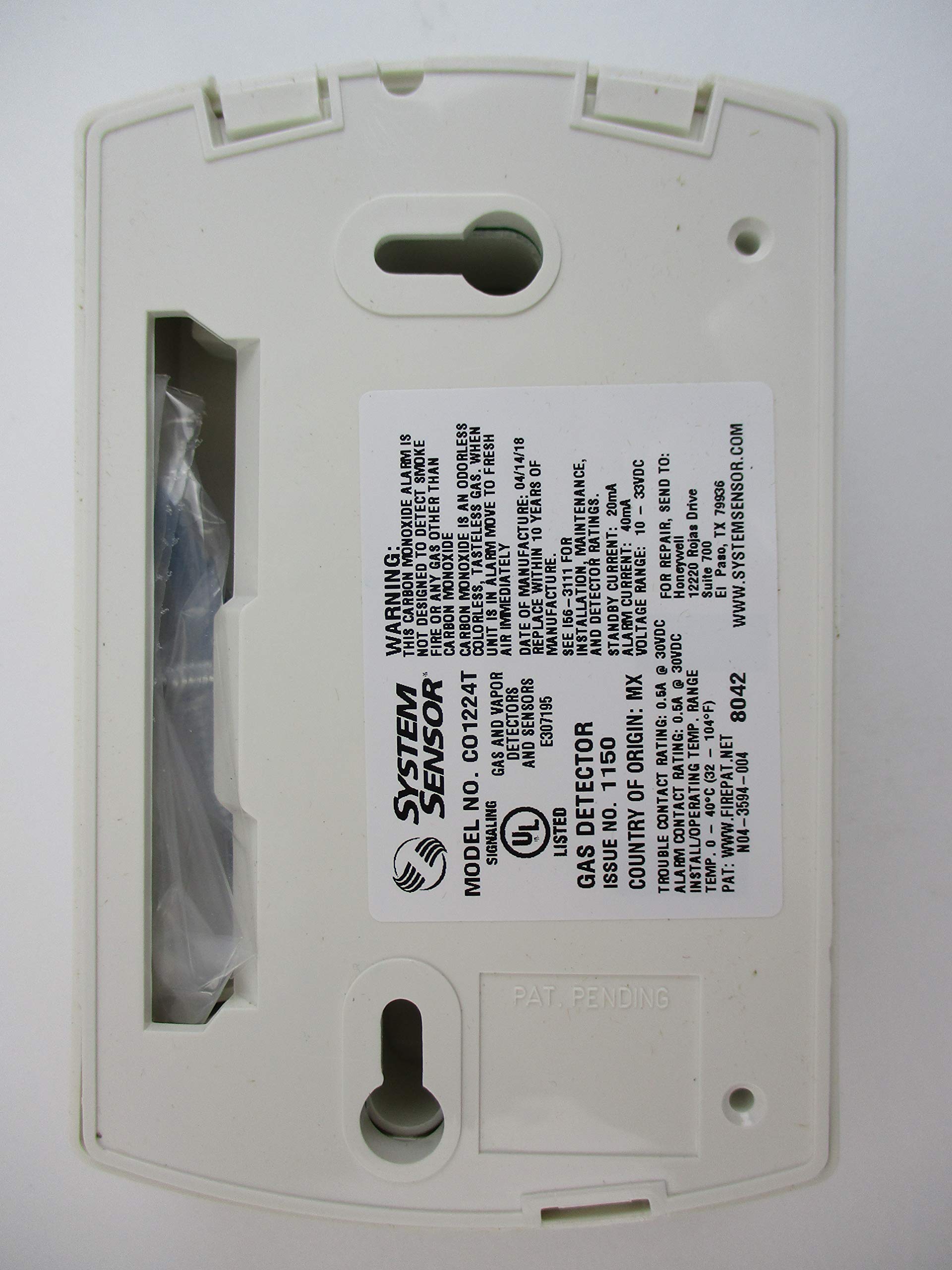 System Sensor CO1224T wiring with SEMS terminals for quick, code-compliant installation