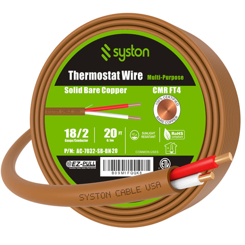 Syston 18/2 Thermostat Cable | 100% Solid Copper, CL3R/FT4, UL/ETL Lis ...