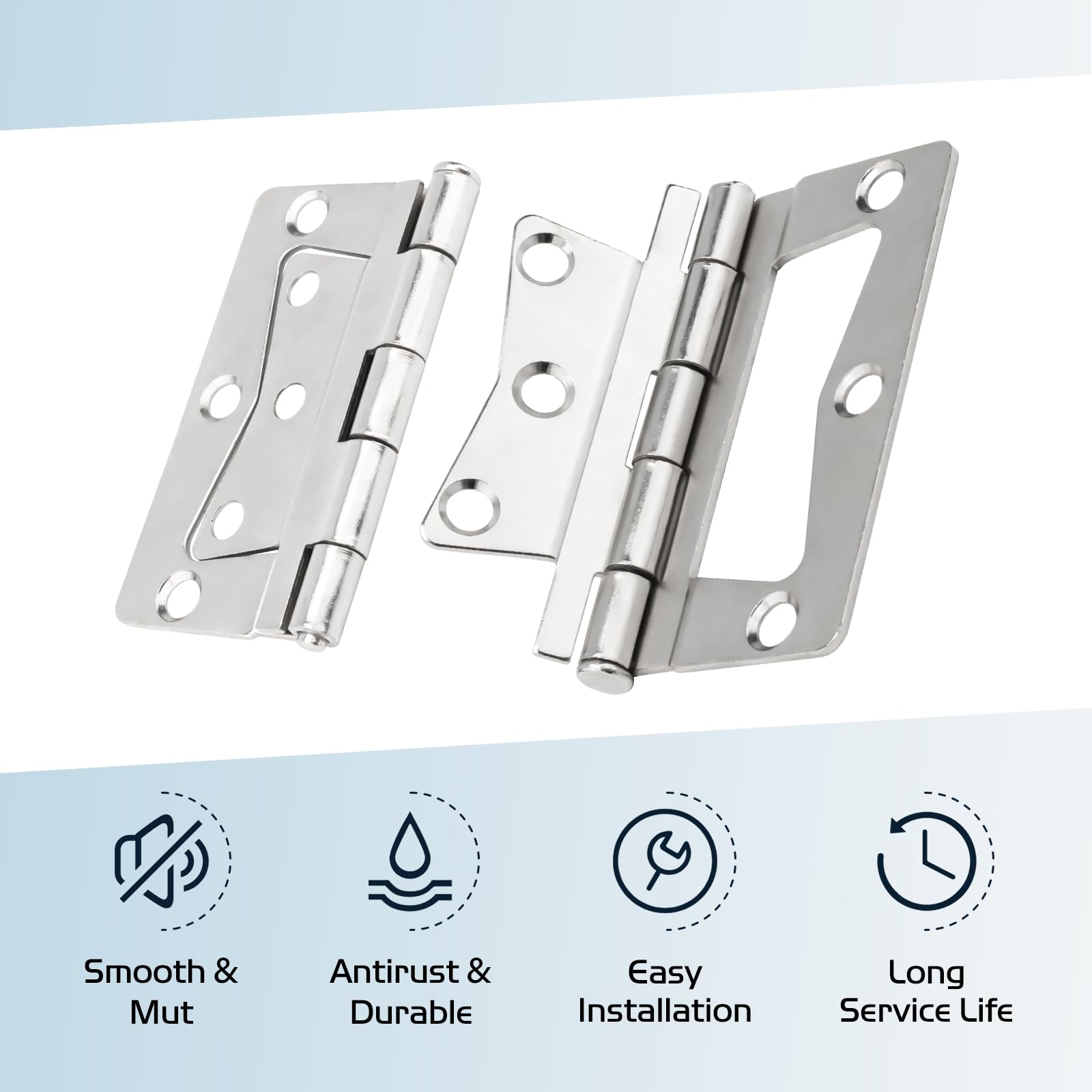 SyunsXoon stainless steel butterfly hinges close-up highlights rust resistance.
