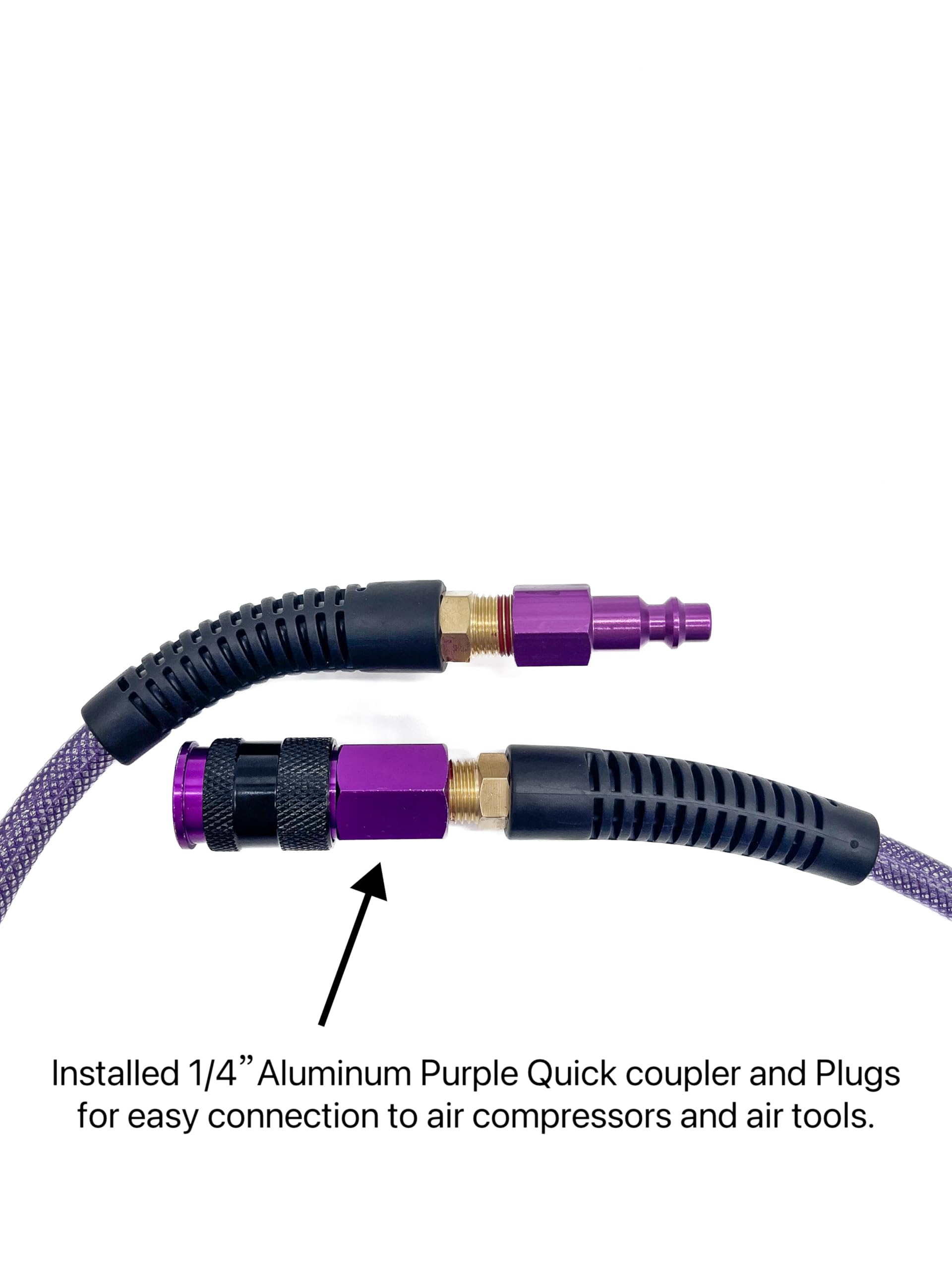 SYXQT air hose with swivel purple coupler for easy tool connections.