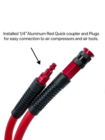 SYXQT Hybrid Air Hose with aluminum quick coupler provides durable, quick connections.