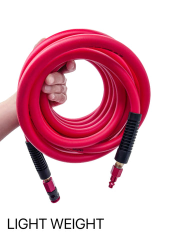 SYXQT Hybrid Air Hose connected to air tool shows quick, reliable setup.