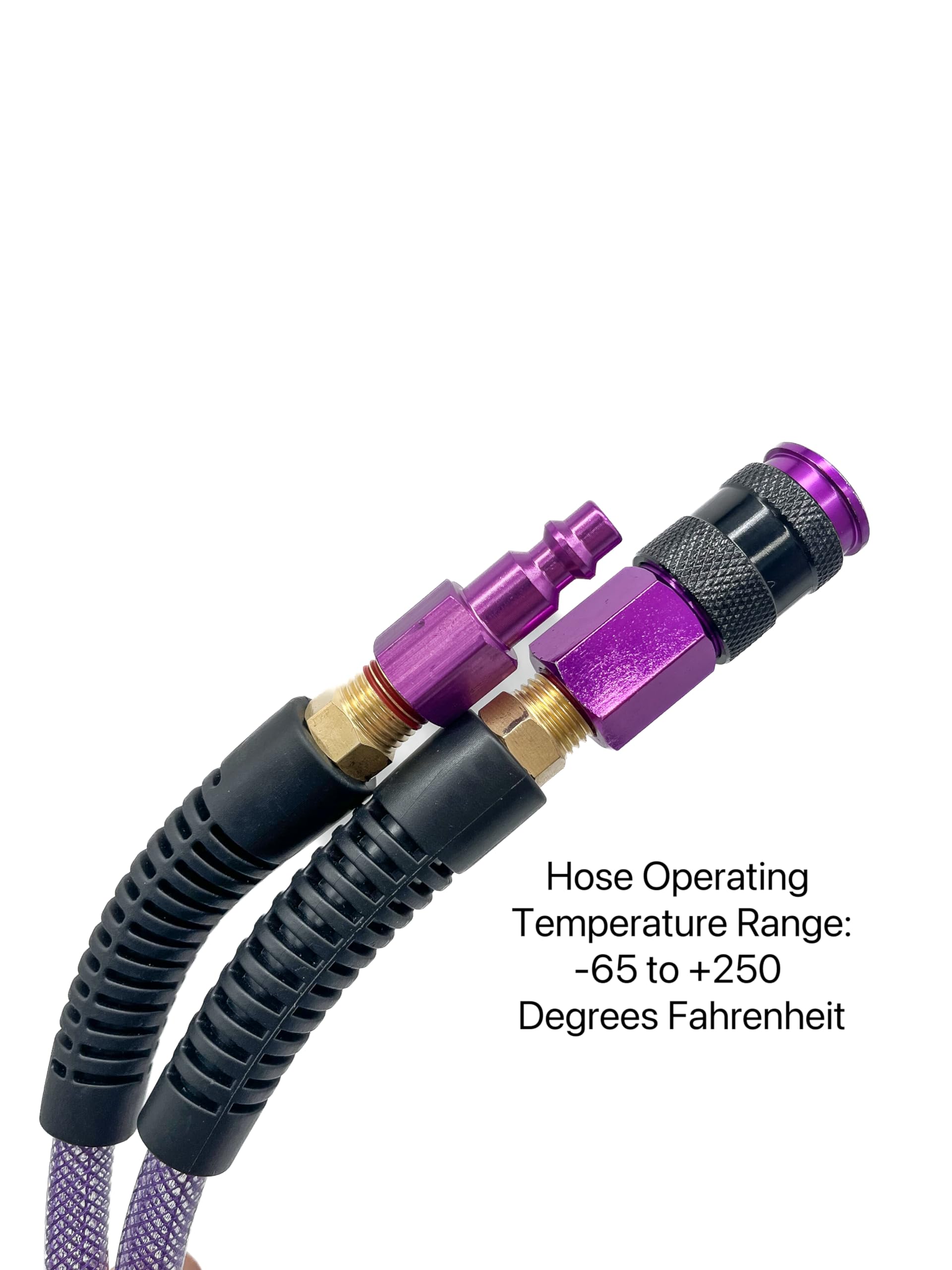 SYXQT polyurethane hose featuring bend restrictor to reduce kinking.
