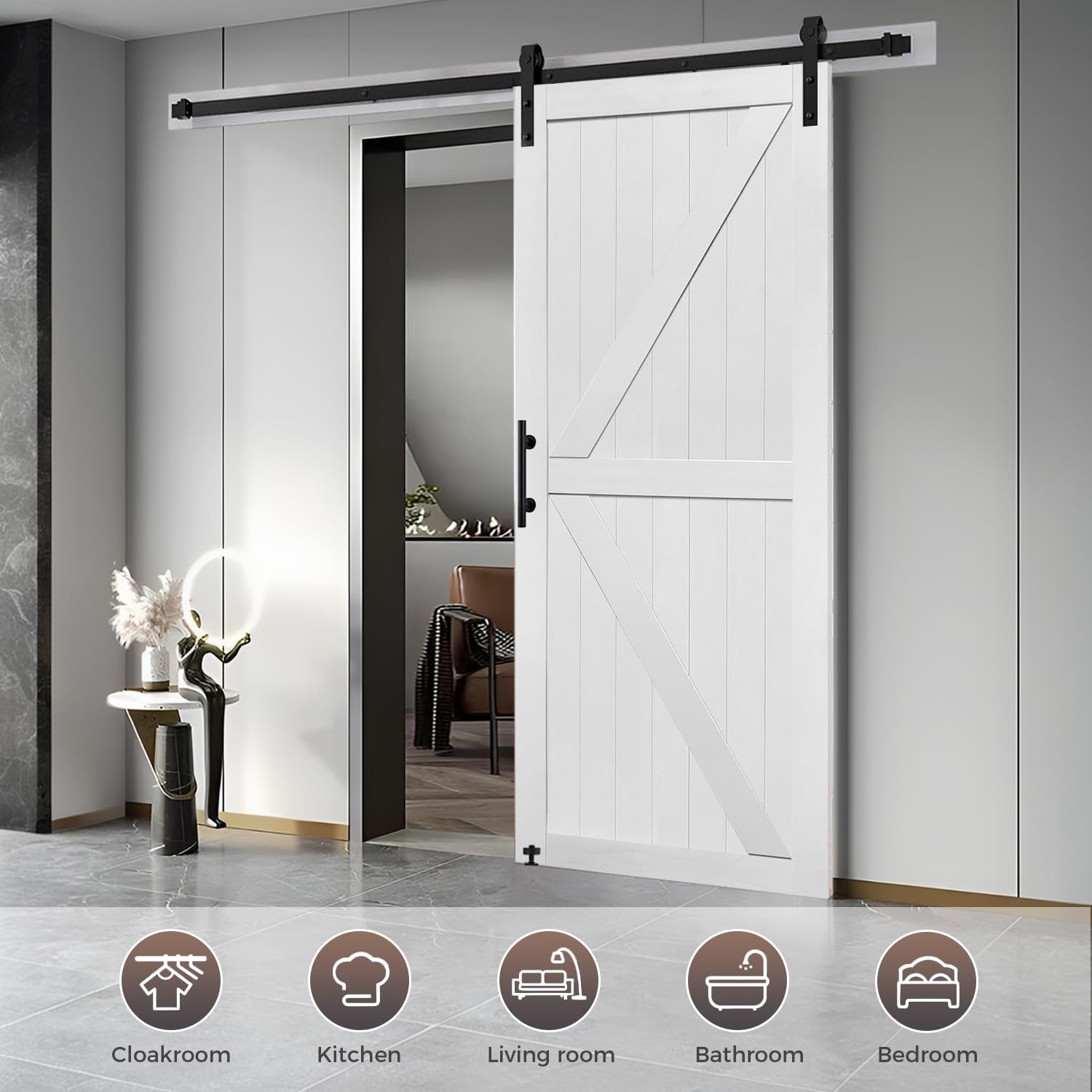 S&Z TOPHAND sliding hardware kit shown for smooth, reliable door operation.
