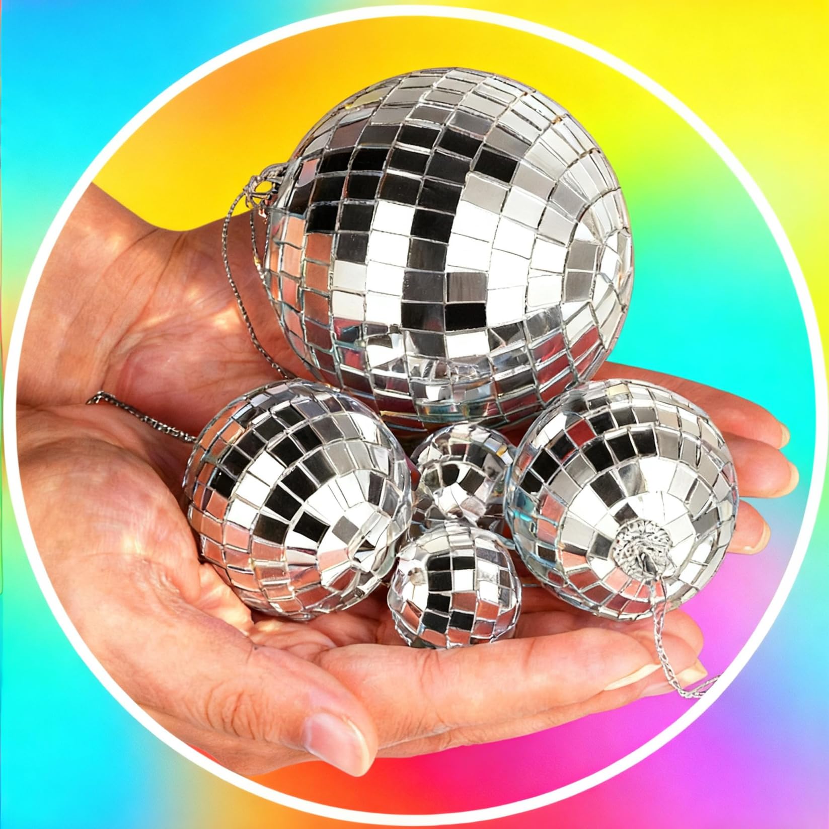 SZFIXEZ 1.18-inch silver disco balls brighten DIY decor and photos