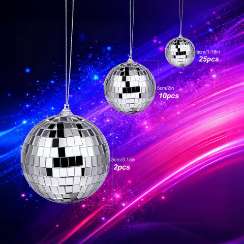 SZFIXEZ mini disco ball 2-inch silver balls illuminate celebrations with easy setup