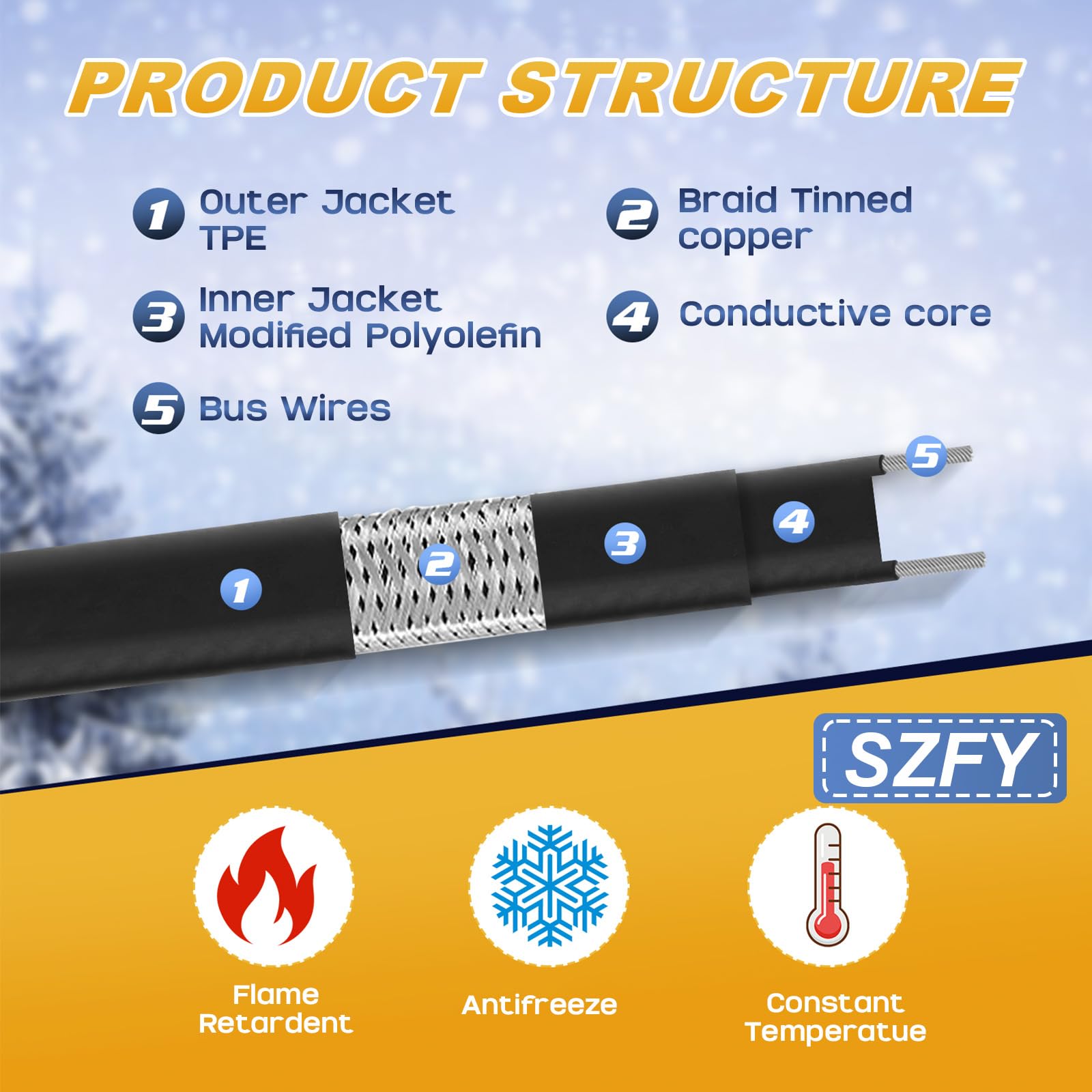 SZFY farm outdoor heat tape safeguards water lines in stables