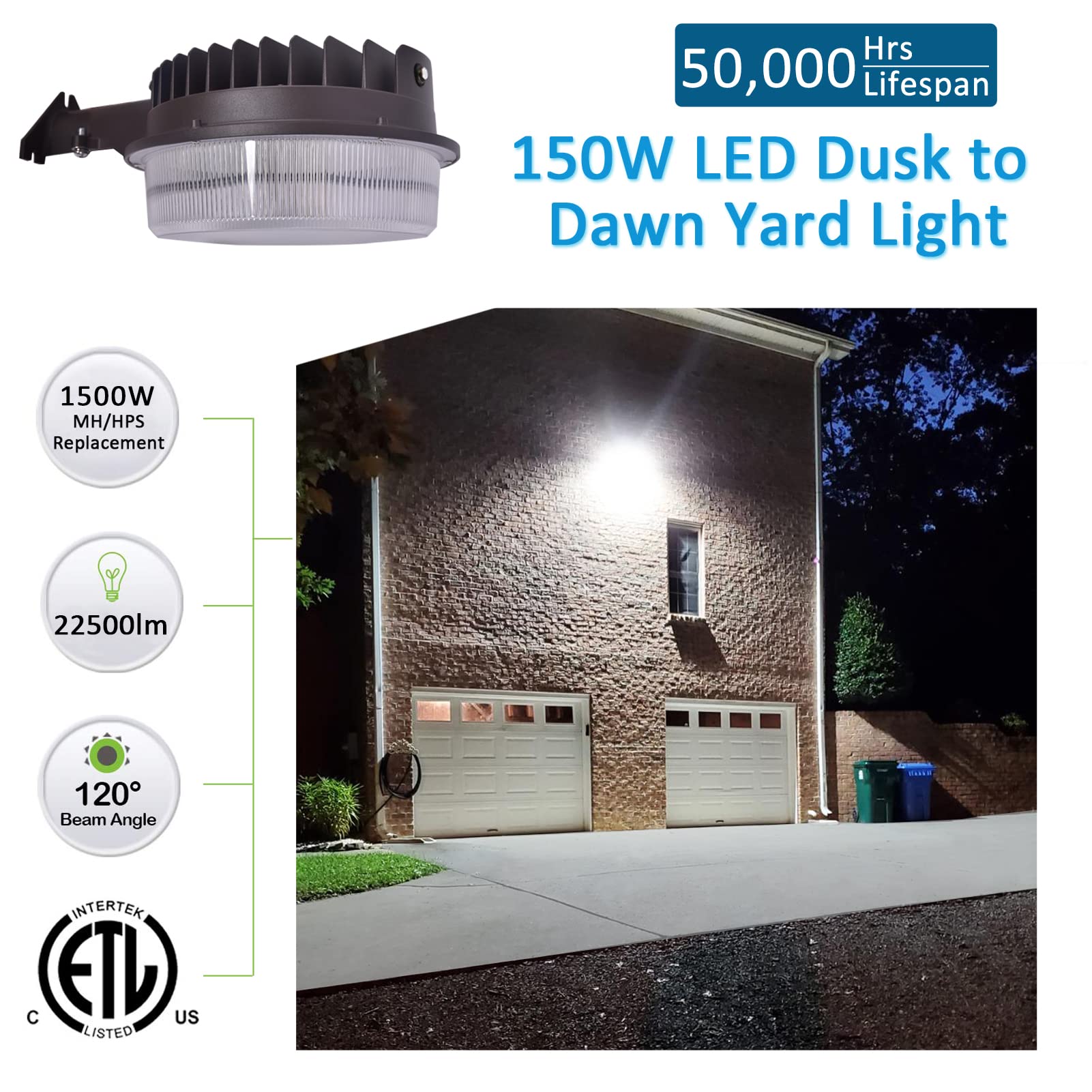 SZGMJIA LED barn light side angle highlights wide coverage for barns and outdoor yards.