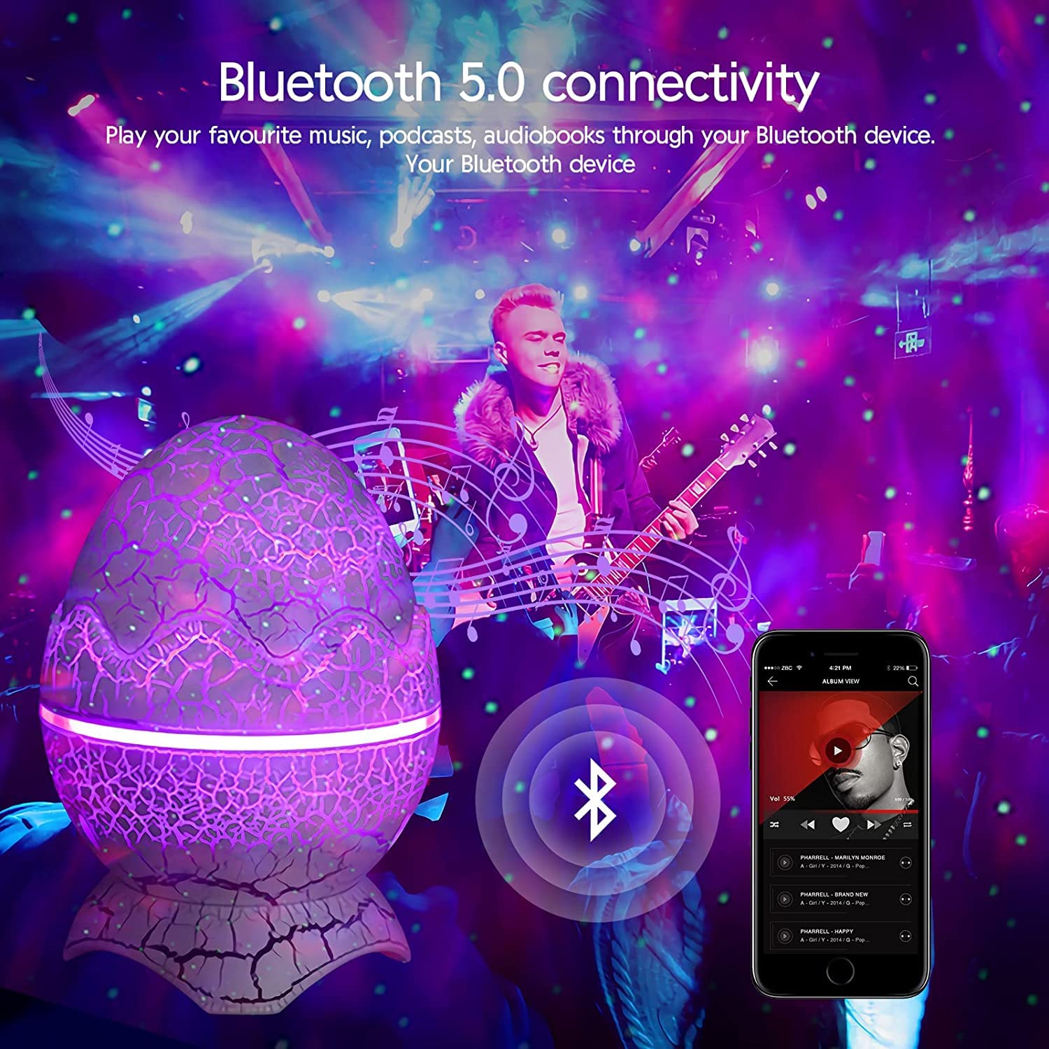 SZPACMATE Bluetooth speaker syncs lights to music for a mini party.