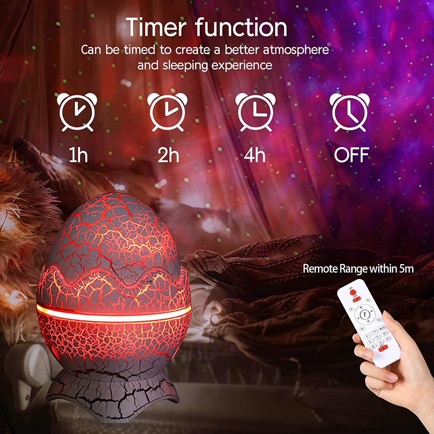 SZPACMATE white noise options soothe bedtime with nature sounds.