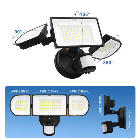 SZPOWER 15000 lumen LED flood light lighting up driveway and entryways.