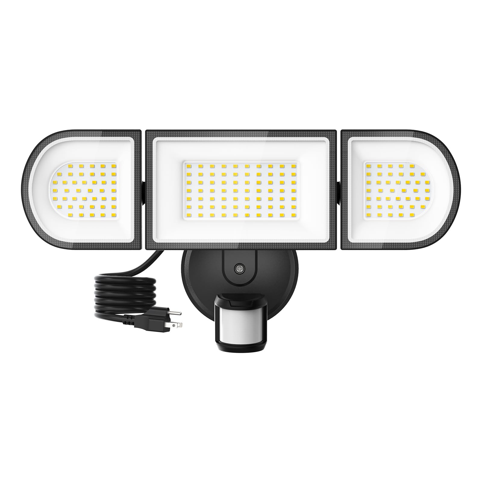 SZPOWER 150W outdoor motion light with 3 adjustable heads covers a wide area