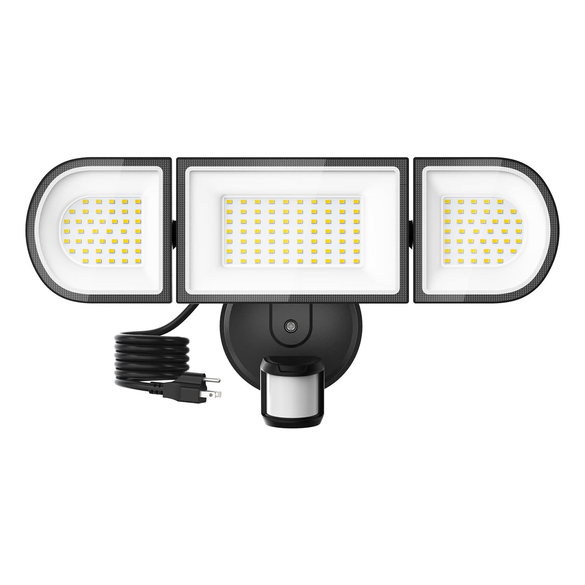SZPOWER 150W outdoor motion light with 3 adjustable heads covers a wide area