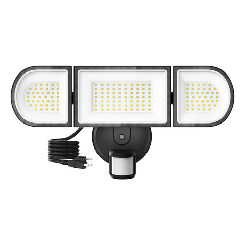 SZPOWER 150W outdoor motion light with 3 adjustable heads covers a wide area