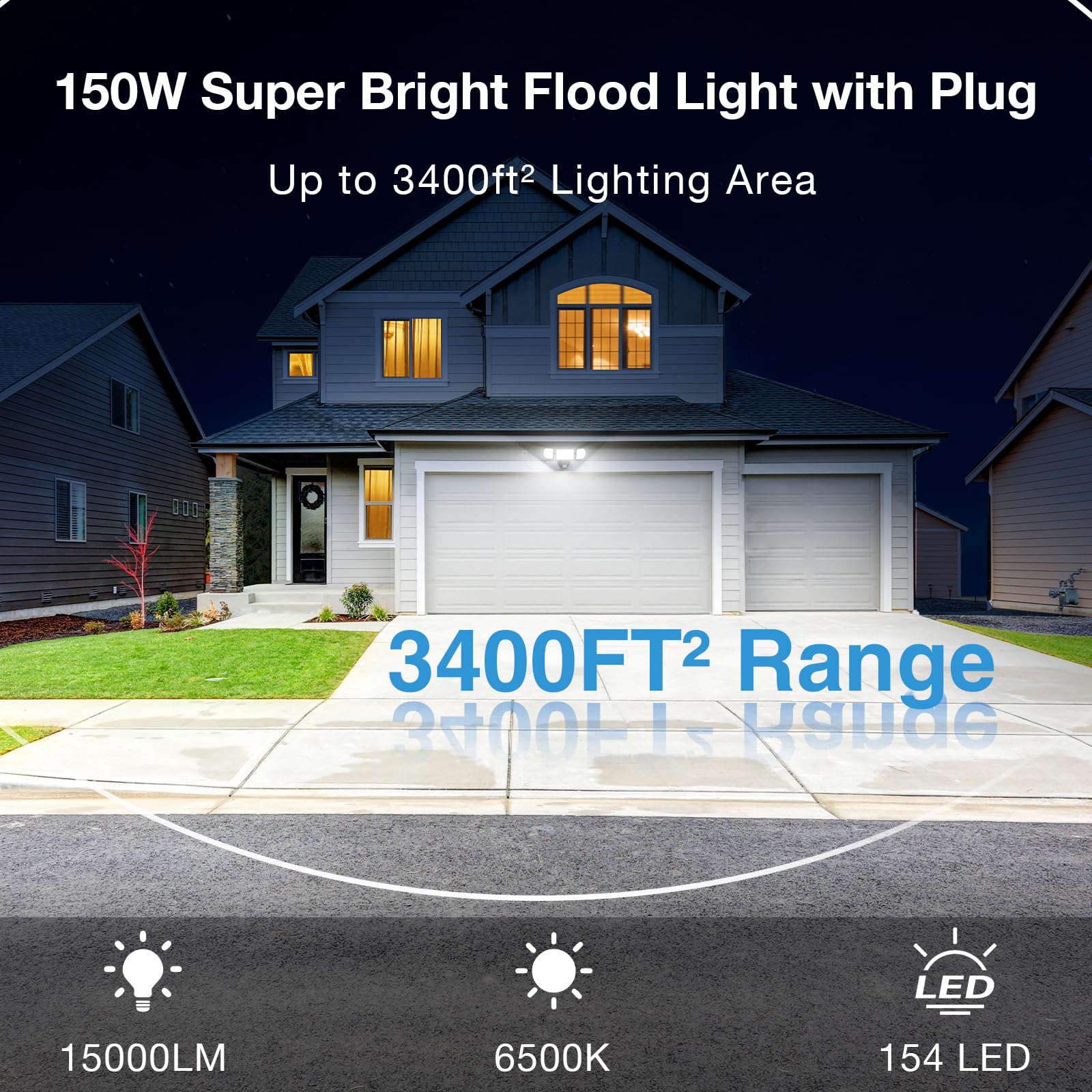 SZPOWER bright 15000lm output on the front porch at night