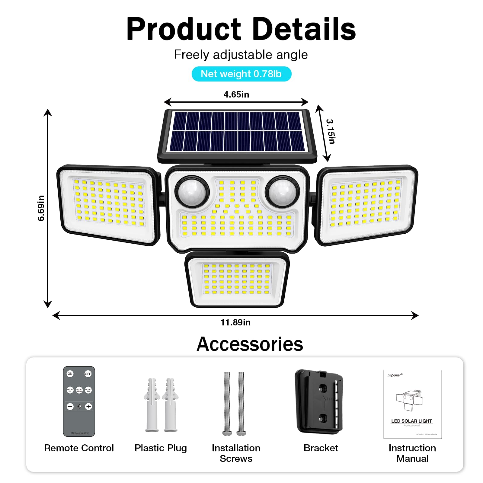 SZPOWER remote-control flood light showcases easy remote operation.