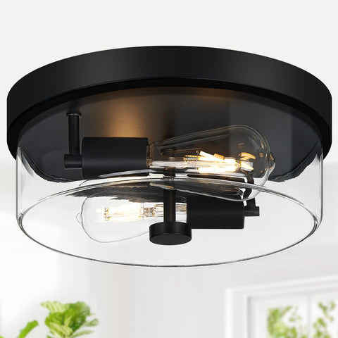 szzgco flush mount ceiling light with black base and clear glass shade for wide illumination