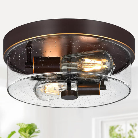SZZGCO flush mount light with oil-rubbed-bronze-finish for a warm entryway glow